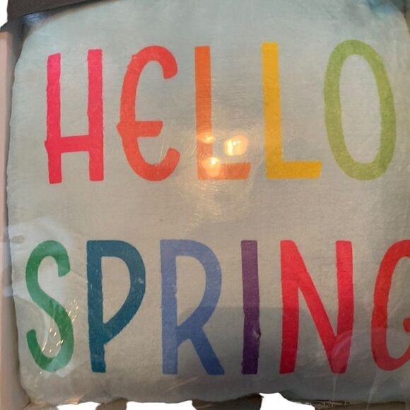 NIB Modern Southern Home Plush Throw & Pillow "Hello Spring" 2-Pc Set - Picture 2 of 4